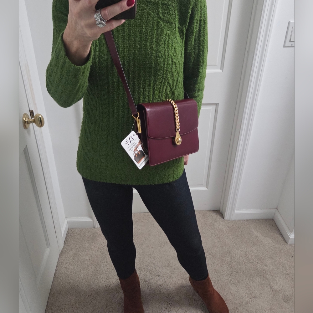 Gucci Boutique 1970s RARE  Bordeaux Leather 2way Bag Very limited Production - Picture 11 of 17